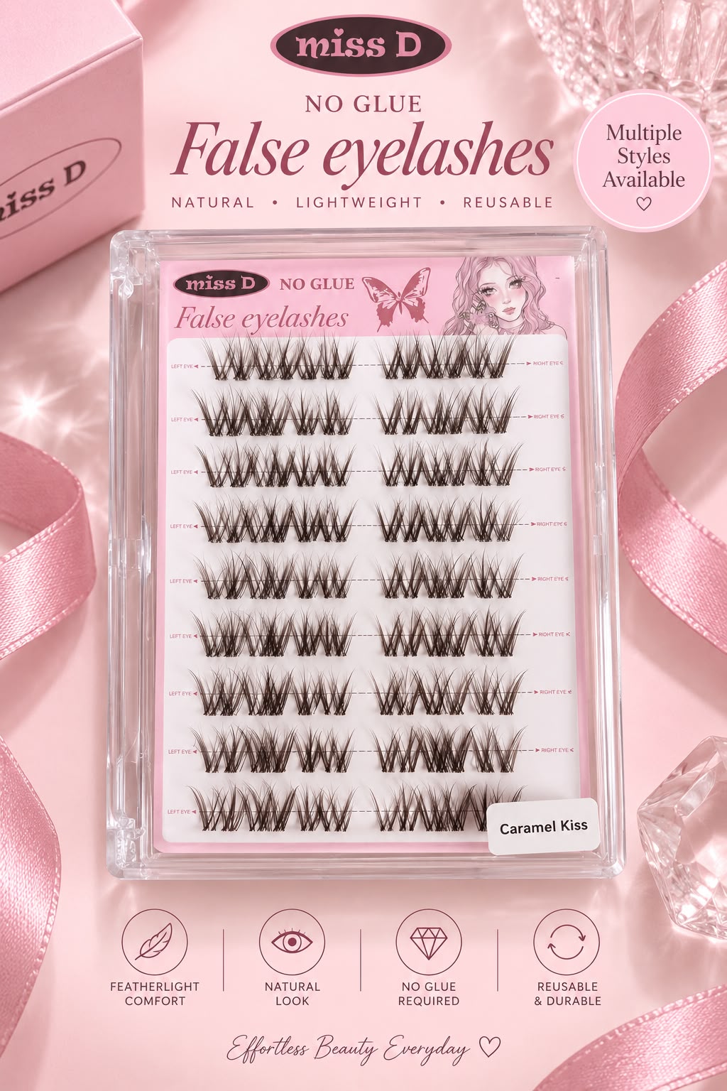 Caramel Kiss ✨Glue-Free False Eyelashes | Easy to Apply